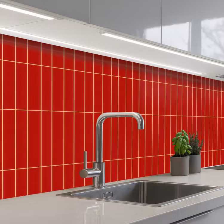 Keuken achterwand - Verticaal - Wandtegel - Helderrood — 2
