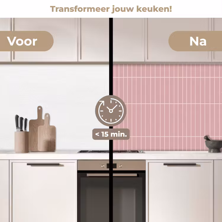 Keuken achterwand - Verticaal - Wandtegel - Lichtroze — 3
