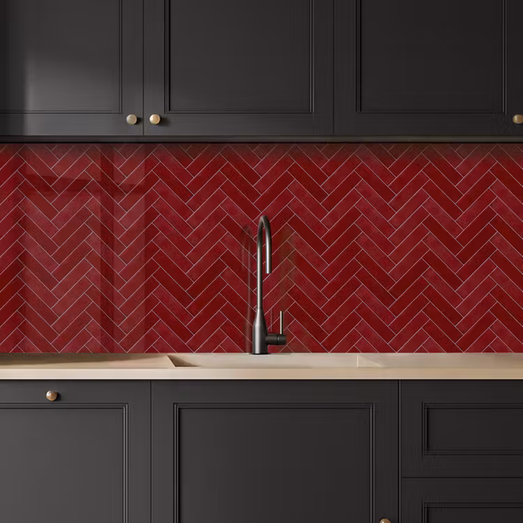 Keuken achterwand - Visgraat - Wandtegel - Bordeaux - Rood — 6