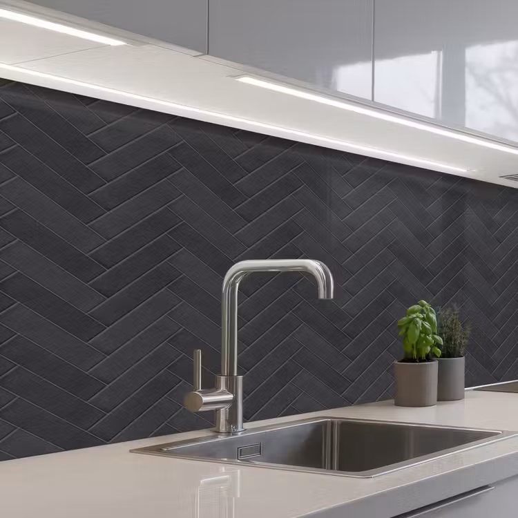 Keuken achterwand - Visgraat - Wandtegel - Donkergrijs — 2