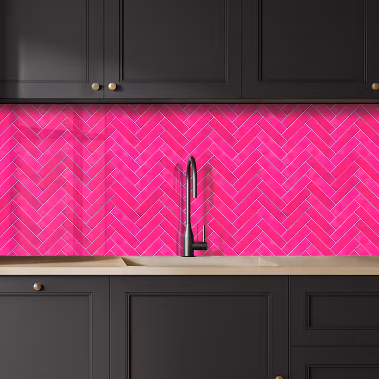 Keuken achterwand - Visgraat - Wandtegel - Fuchsia - Roze — 6