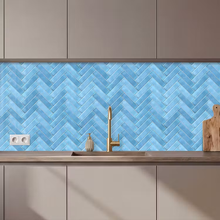 Keuken achterwand - Visgraat - Wandtegel - Lichtblauw — 1