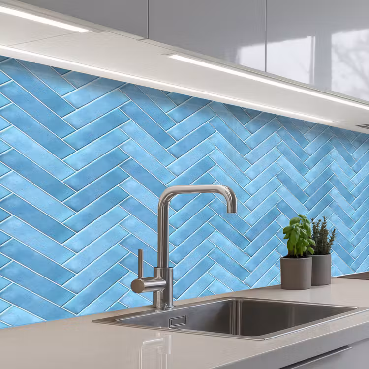 Keuken achterwand - Visgraat - Wandtegel - Lichtblauw — 2