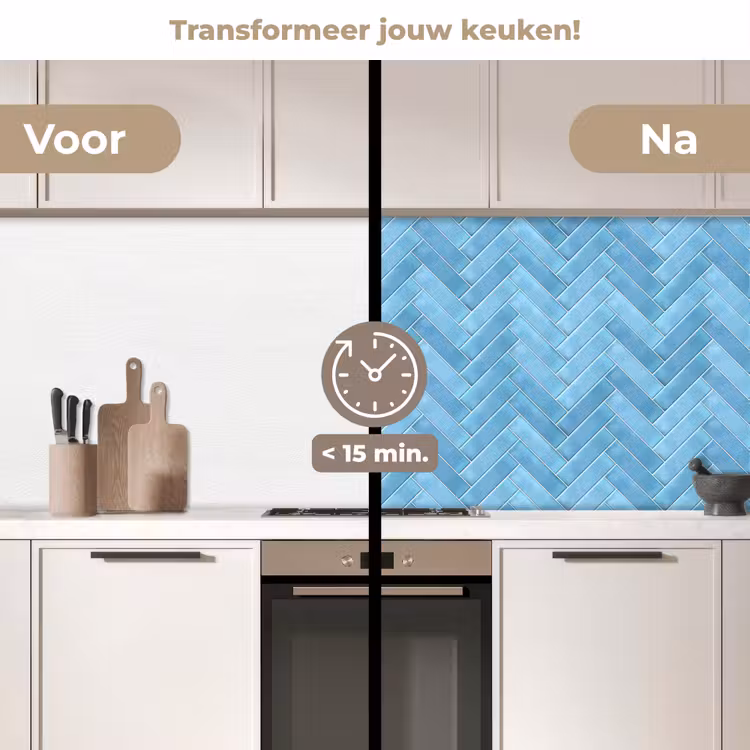 Keuken achterwand - Visgraat - Wandtegel - Lichtblauw — 3