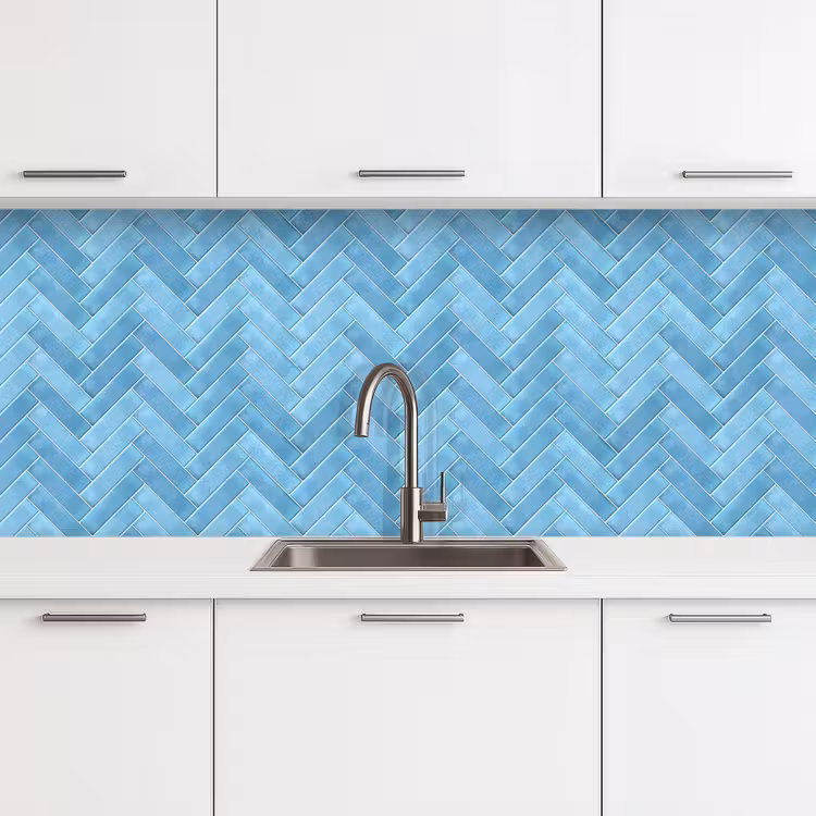 Keuken achterwand - Visgraat - Wandtegel - Lichtblauw — 4