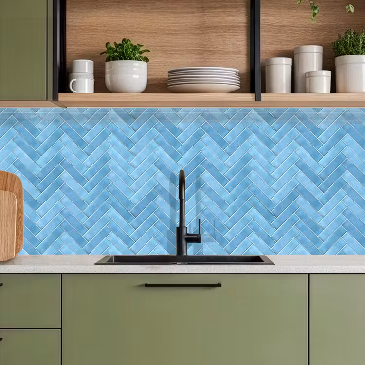 Keuken achterwand - Visgraat - Wandtegel - Lichtblauw — 8