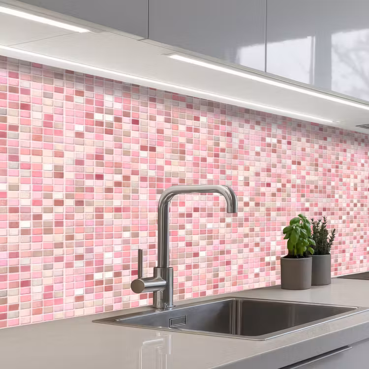 Keuken achterwand - Mozaïek - Patroon - Roze — 2