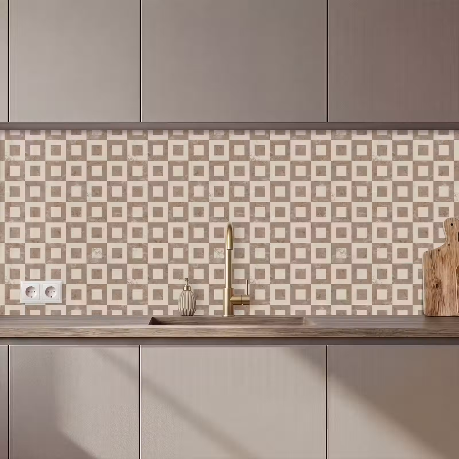 Keuken achterwand - Patroon - Marmer - Beige — 1