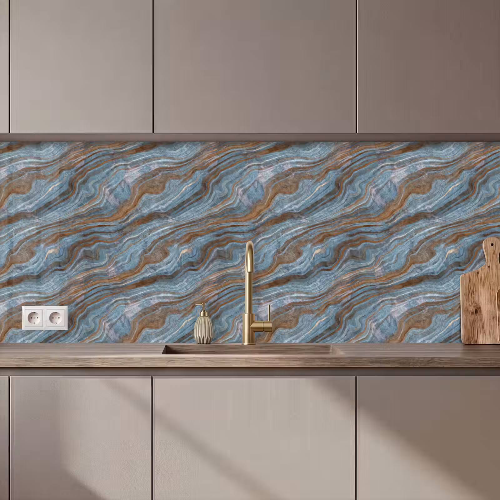 Keuken achterwand - Patroon - Steen - Blauw — 1