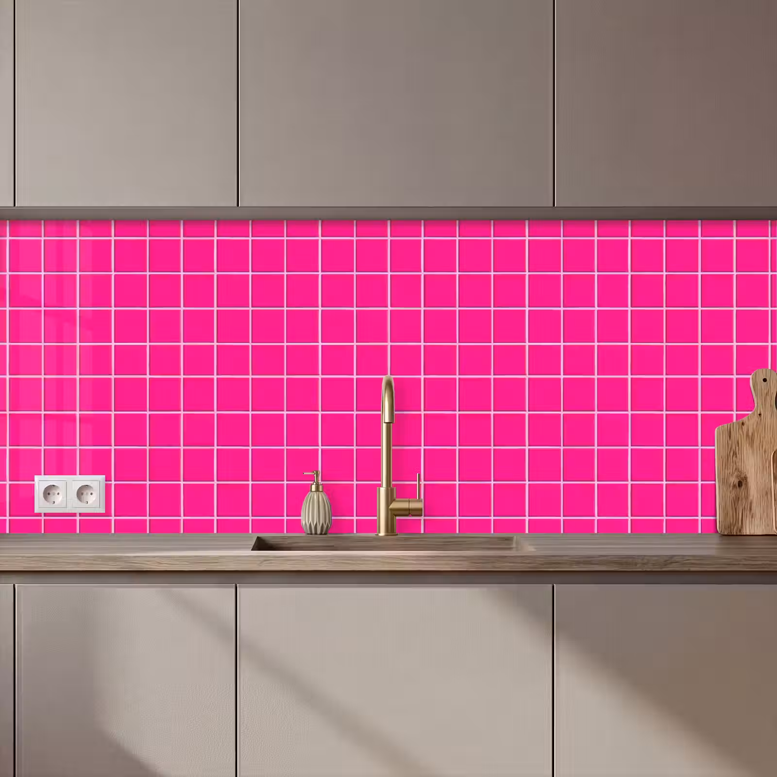Keuken achterwand - Tegels - Vierkant - Fuchsia — 1