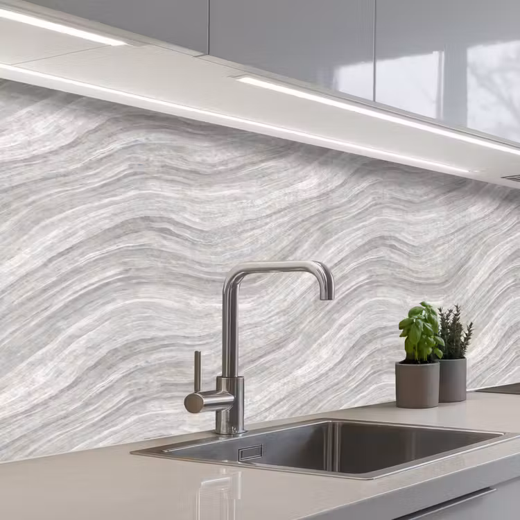 Keuken achterwand - Patroon - Helder - Wit - Grijs — 2