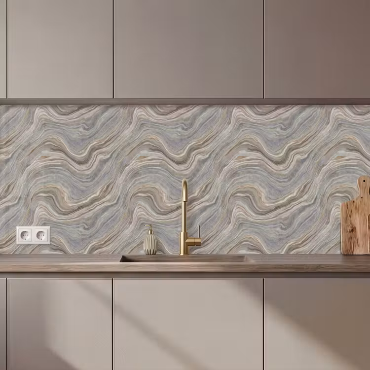 Keuken achterwand - Patroon - Sereen - Paars - Groen — 1