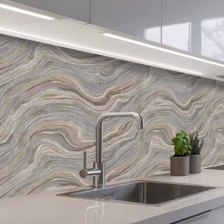 Keuken achterwand - Patroon - Sereen - Paars - Groen — 2
