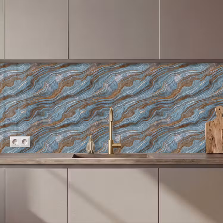 Keuken achterwand - Patroon - Steen - Blauw — 1