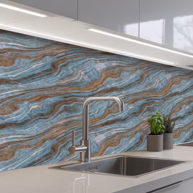 Keuken achterwand - Patroon - Steen - Blauw — 2