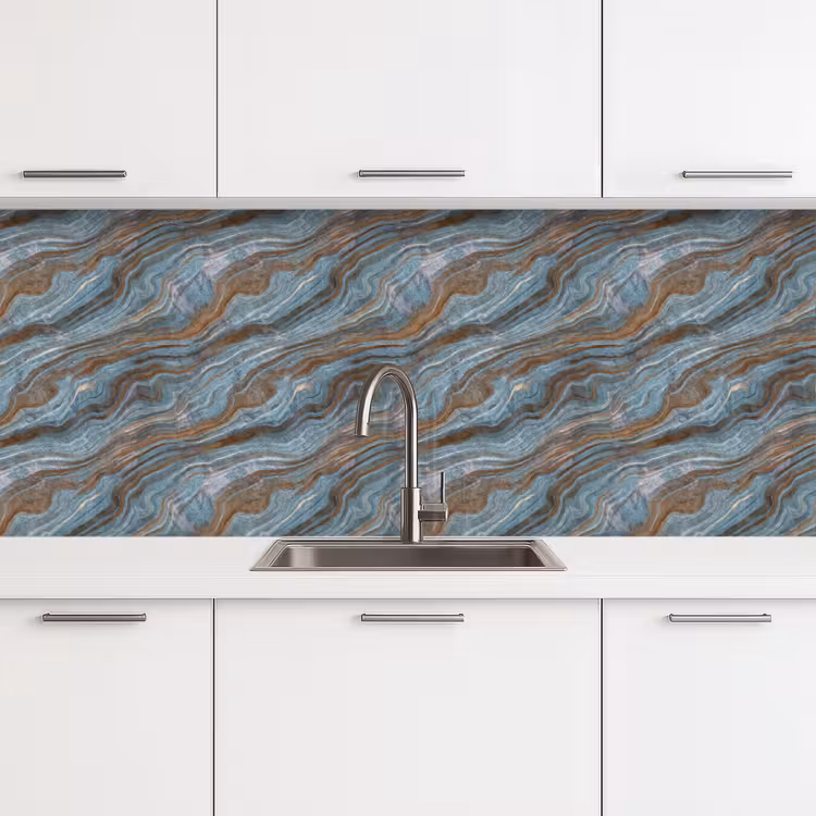 Keuken achterwand - Patroon - Steen - Blauw — 4