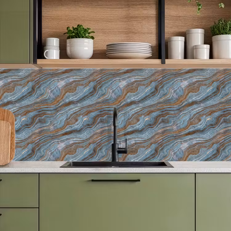 Keuken achterwand - Patroon - Steen - Blauw — 8