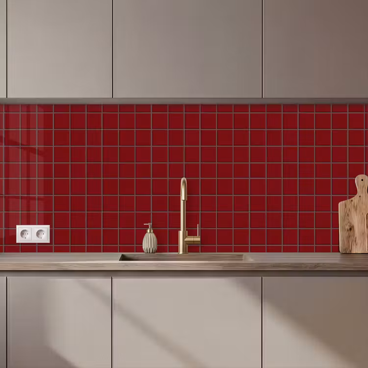 Keuken achterwand - Patroon - Tegels - Burgundy — 1