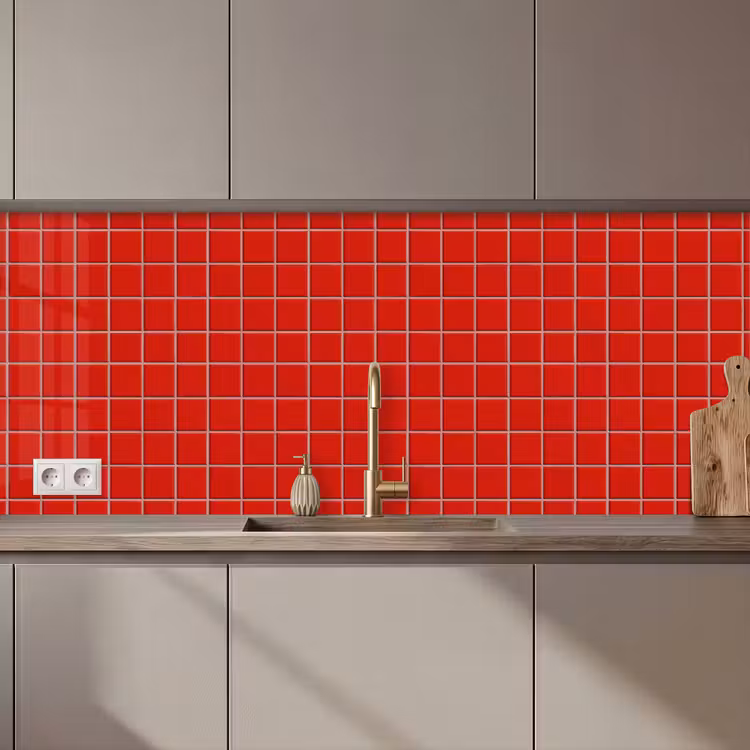 Keuken achterwand - Tegel - Patroon - Kersen - Rood — 1