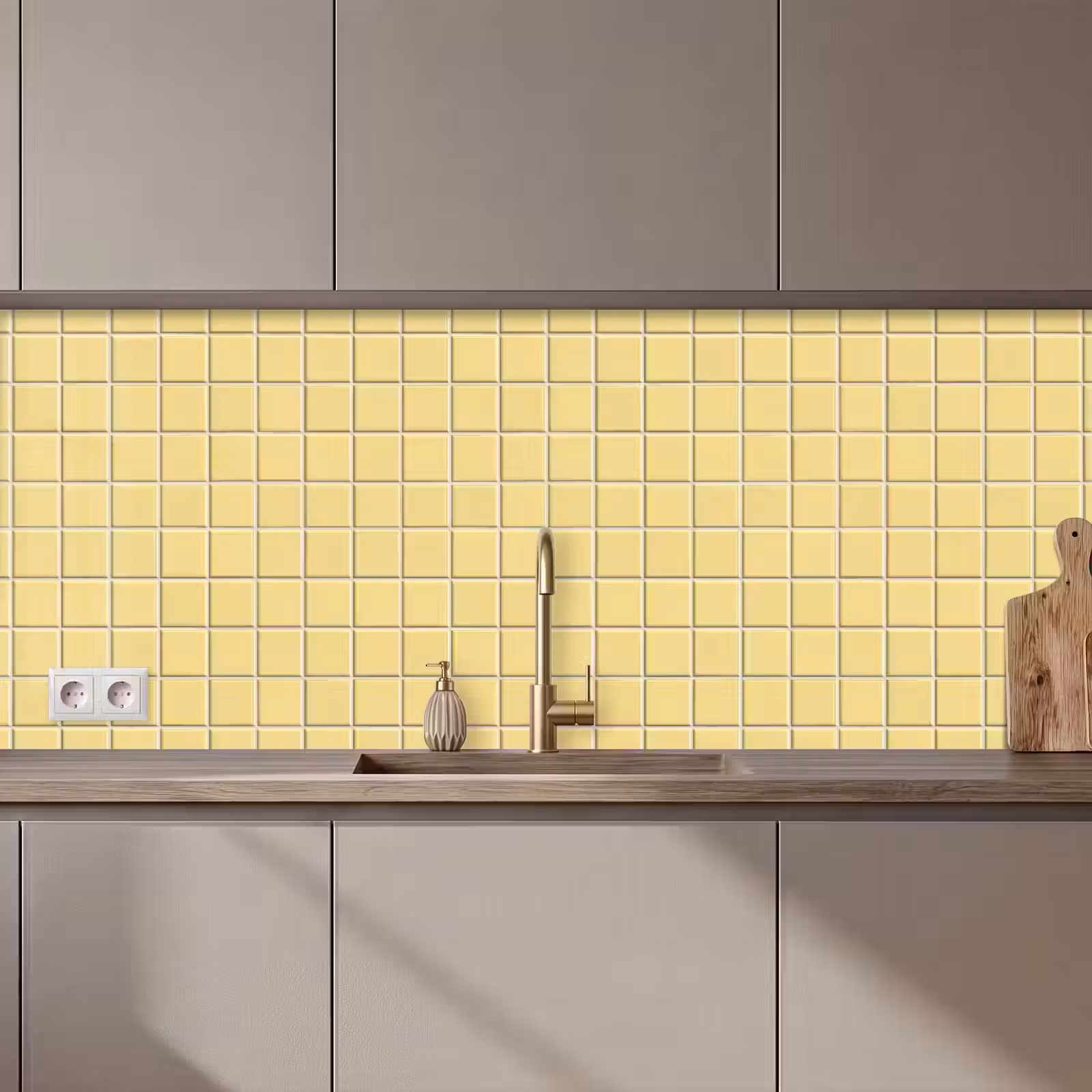 Keuken achterwand - Patroon - Tegels - Geel — 1