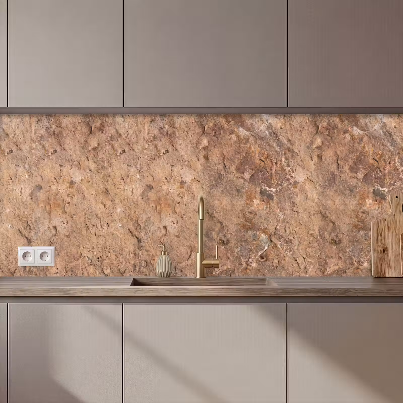 Keuken achterwand - Steen - Natuur - Textuur - Abstract - Bruin — 1