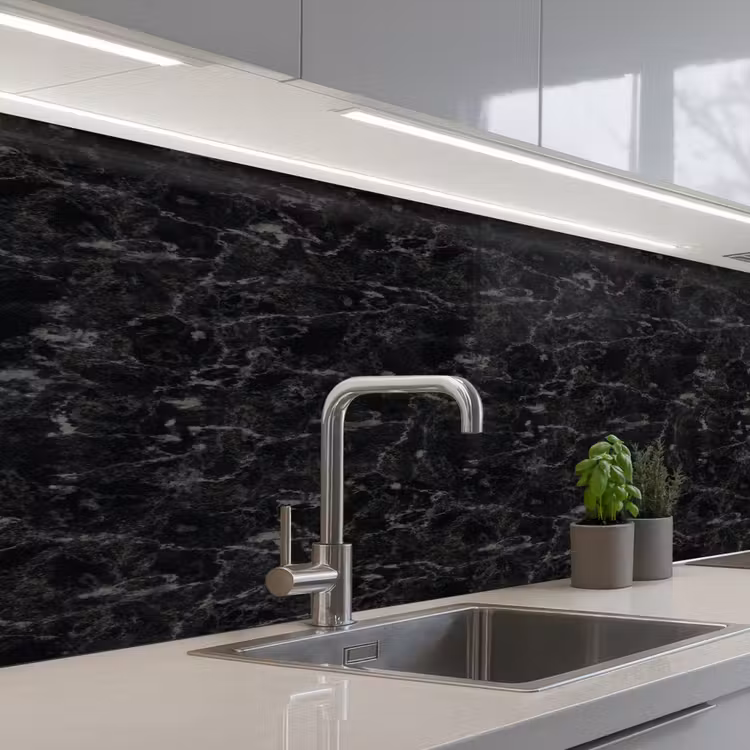 Keuken achterwand - Marmer - Aders - Zwart — 2