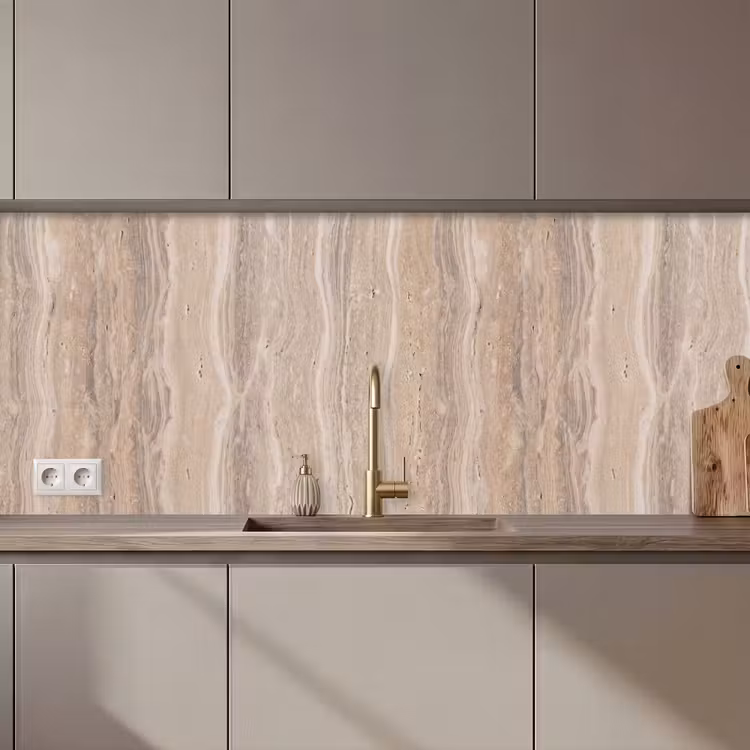 Keuken achterwand - Steen - Patroon - Textuur - Natuurlijk - Beige — 1