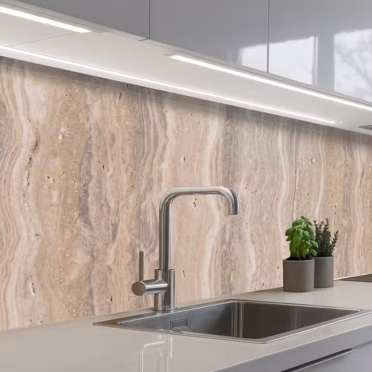 Keuken achterwand - Steen - Patroon - Textuur - Natuurlijk - Beige — 2