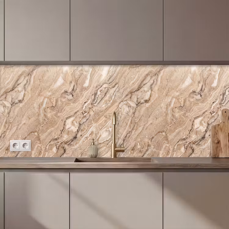 Keuken achterwand - Textuur - Aders - Abstract - Modern - Beige — 1