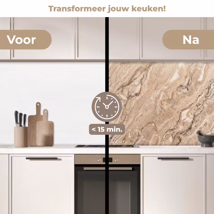 Keuken achterwand - Textuur - Aders - Abstract - Modern - Beige — 3