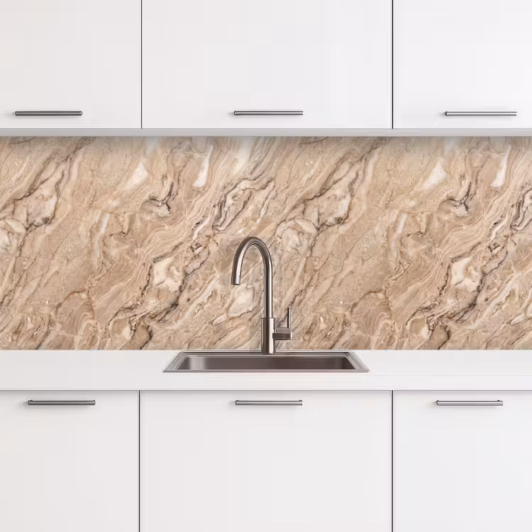 Keuken achterwand - Textuur - Aders - Abstract - Modern - Beige — 4