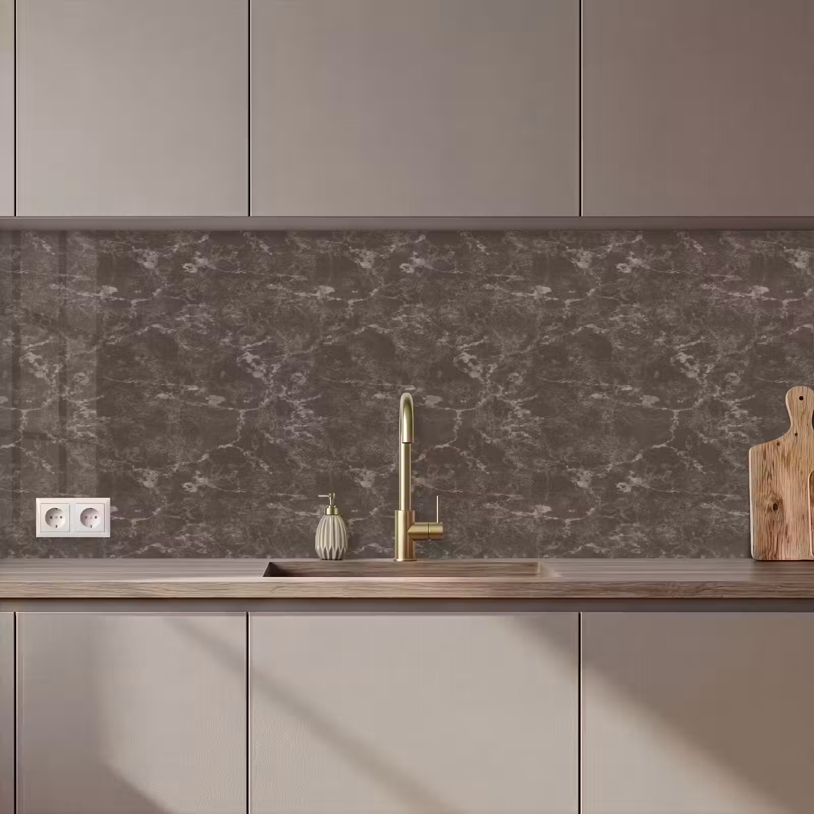 Keuken achterwand - Marmer - Aders - Bruin — 1