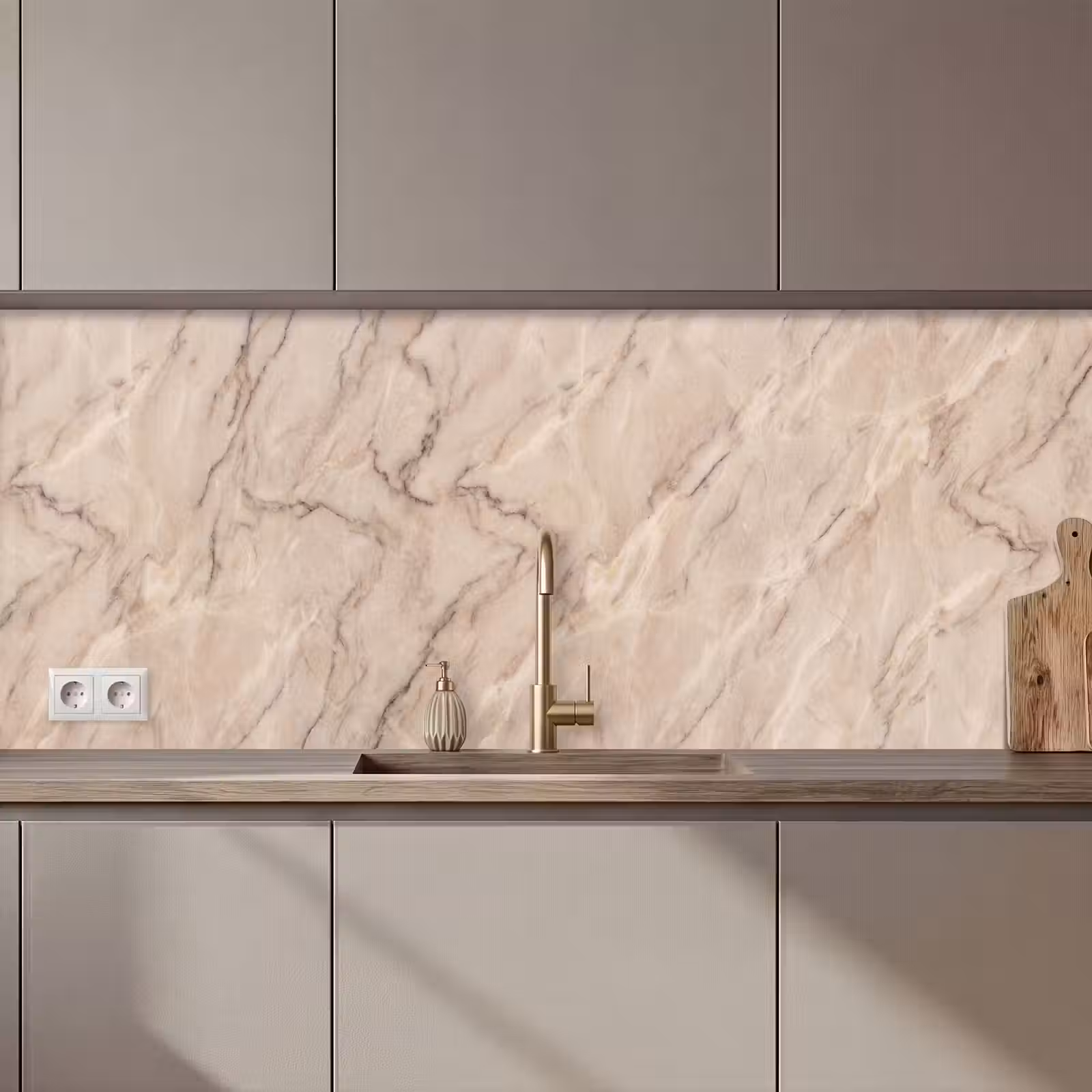 Keuken achterwand - Marmer - Patroon - Abstract - Modern - Beige — 1