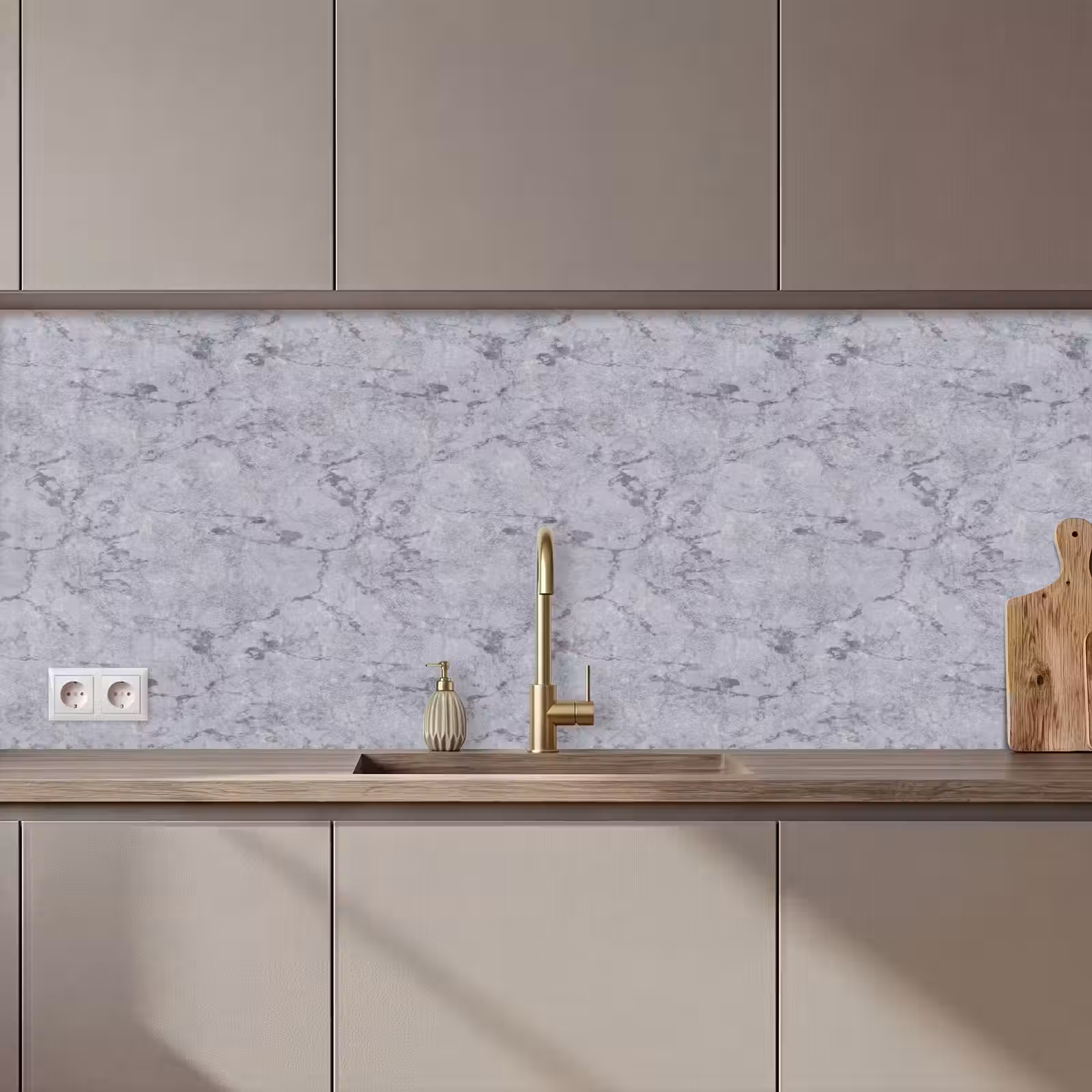 Keuken achterwand - Marmerplaat - Patroon - Grijs — 1