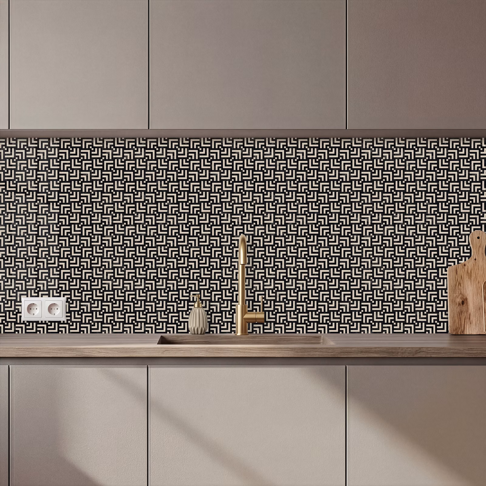Keuken achterwand - Patroon - Marmer - Zwart — 1