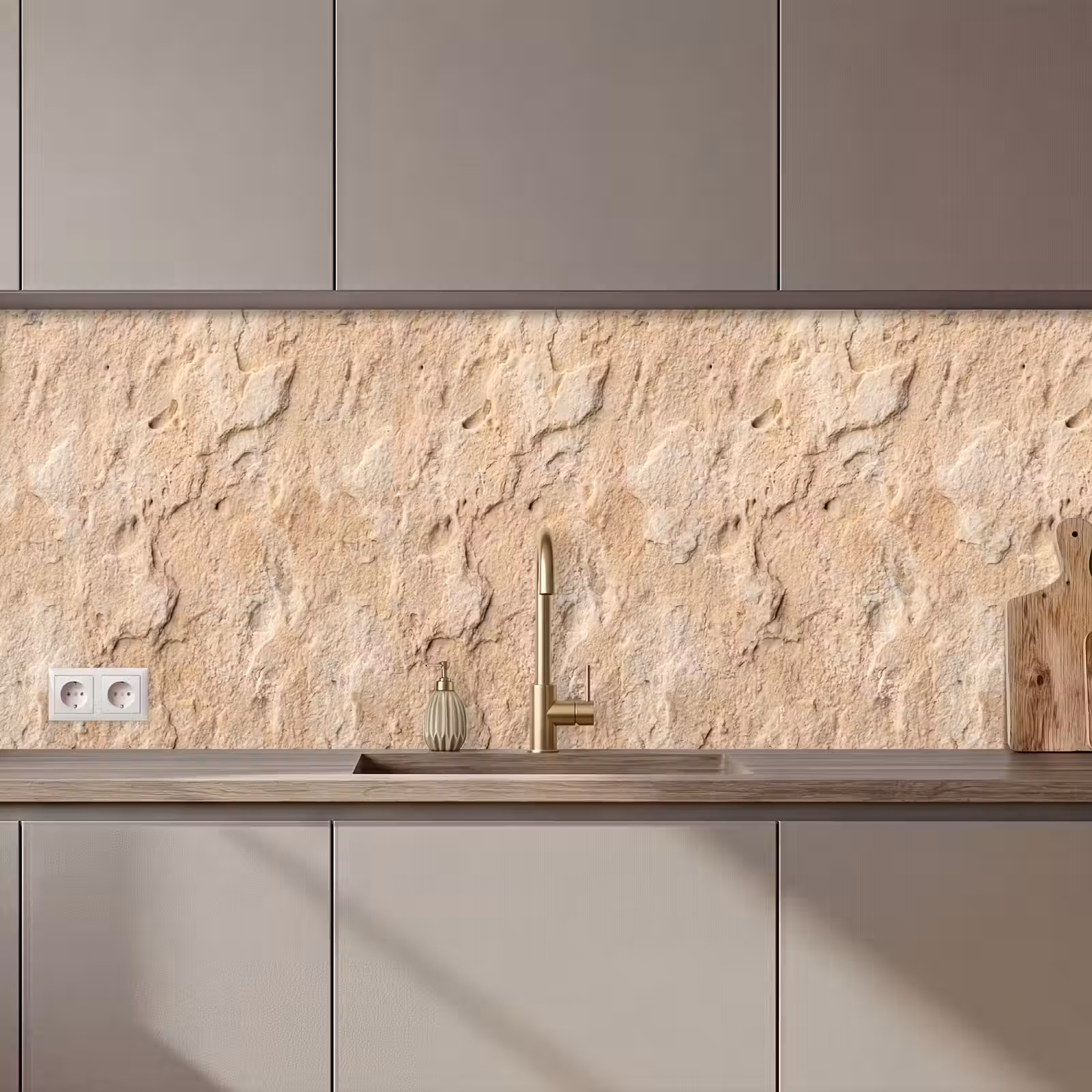 Keuken achterwand - Textuur - Steen - Natuur - Beige — 1
