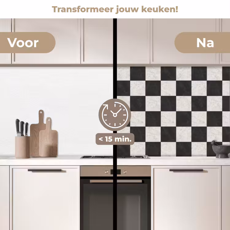 Keuken achterwand - Dambord - Marmer - Zwart - Wit — 3