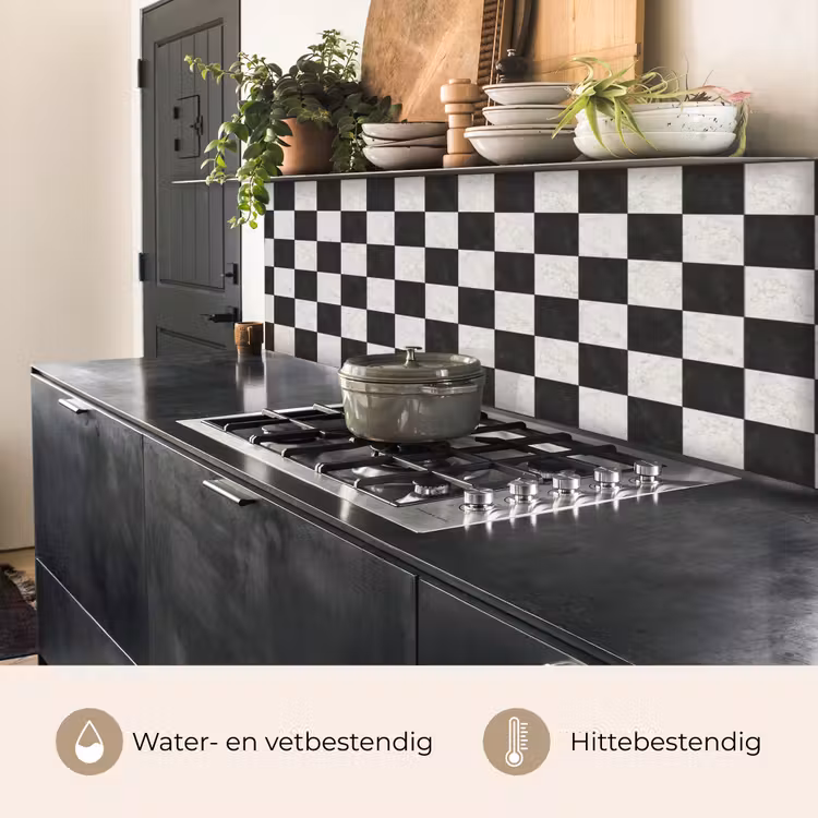 Keuken achterwand - Dambord - Marmer - Zwart - Wit — 5