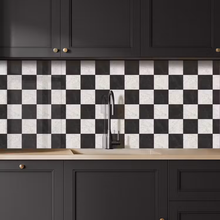 Keuken achterwand - Dambord - Marmer - Zwart - Wit — 6