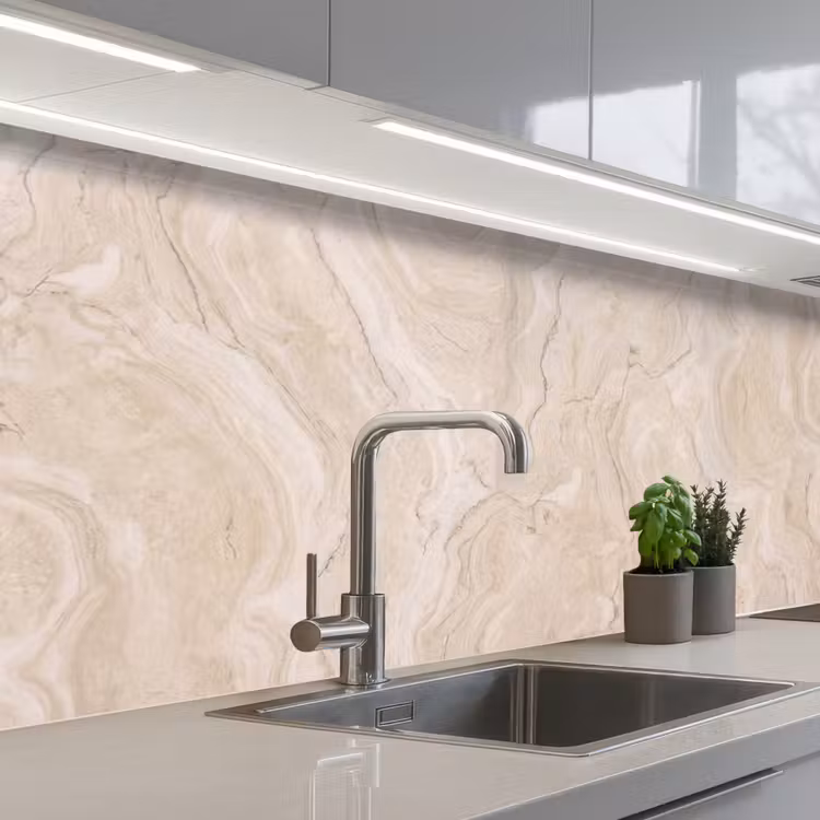 Keuken achterwand - Marmer - Patroon - Beige - Steen - Abstract — 2