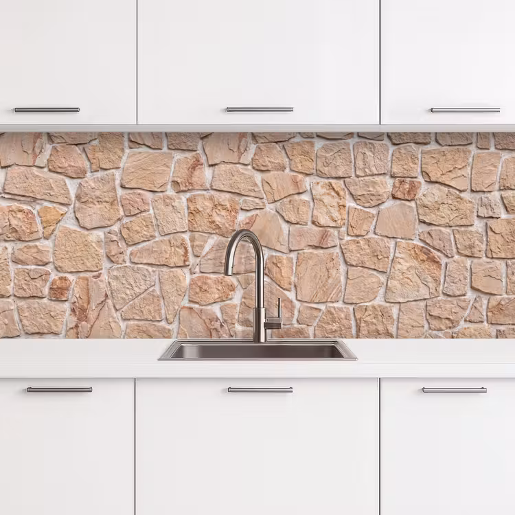 Keuken achterwand - Muur - Steen - Patroon - Rustiek - Beige — 4