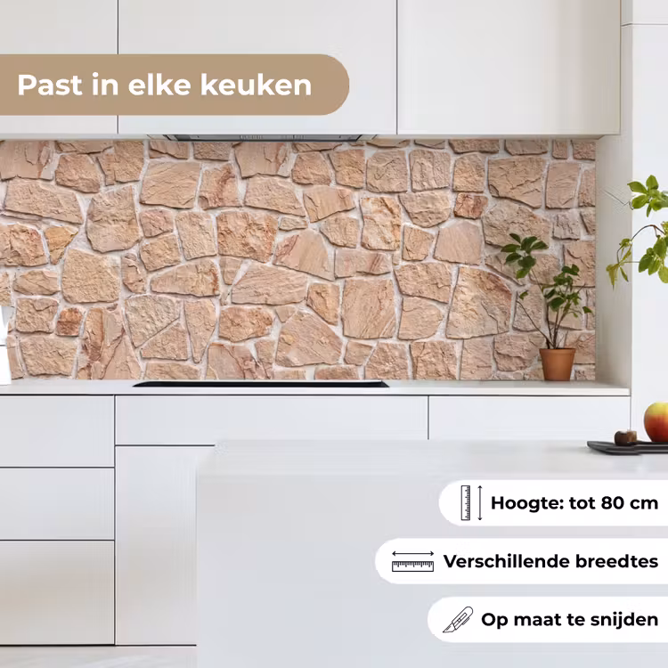 Keuken achterwand - Muur - Steen - Patroon - Rustiek - Beige — 7
