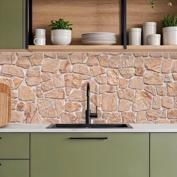 Keuken achterwand - Muur - Steen - Patroon - Rustiek - Beige — 8