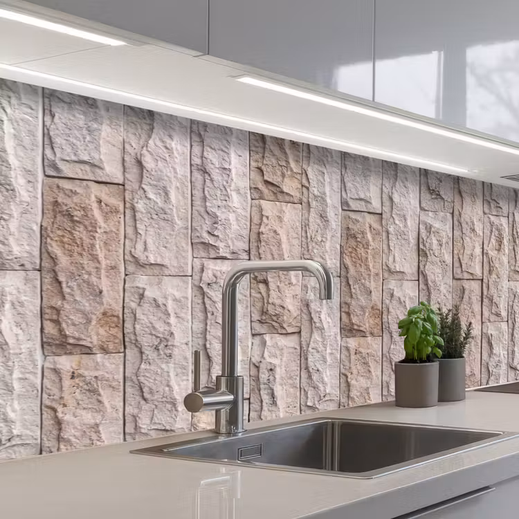 Keuken achterwand - Muur - Steen - Ruw - Beige - Textuur — 2