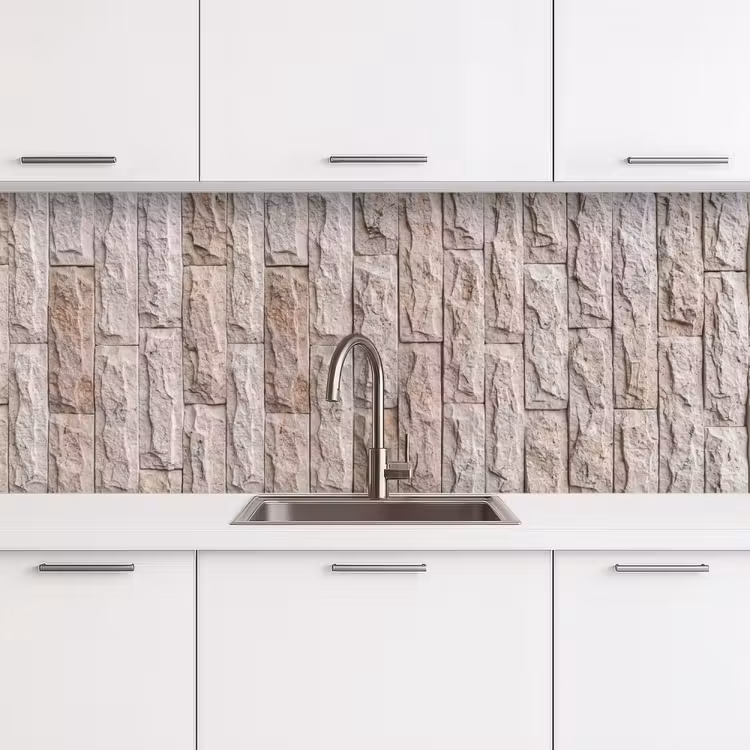 Keuken achterwand - Muur - Steen - Ruw - Beige - Textuur — 4