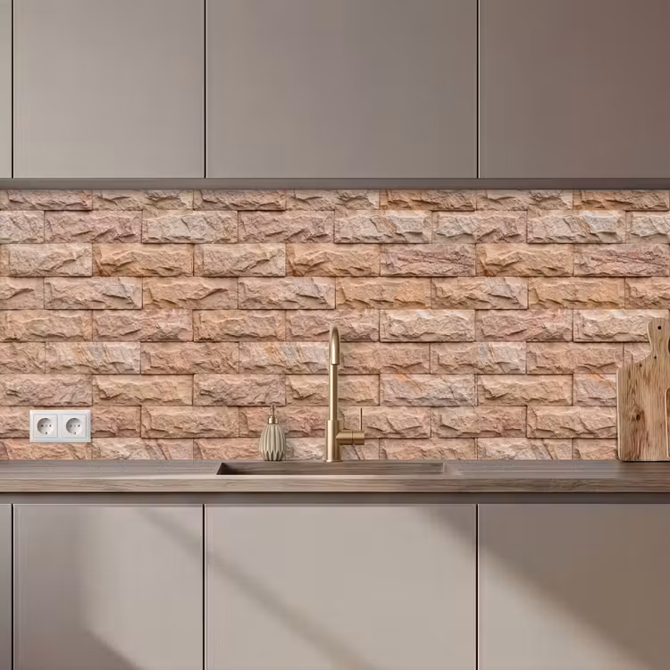 Keuken achterwand - Muur - Steen - Ruw - Textuur - Beige — 1