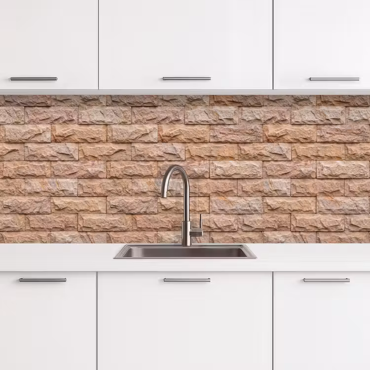 Keuken achterwand - Muur - Steen - Ruw - Textuur - Beige — 4