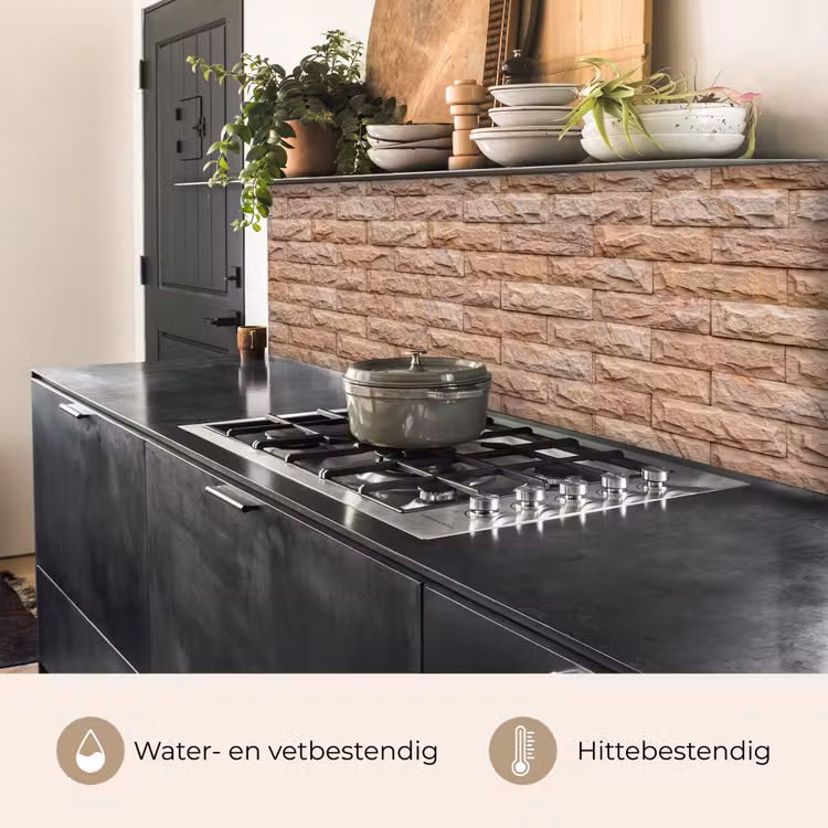 Keuken achterwand - Muur - Steen - Ruw - Textuur - Beige — 5
