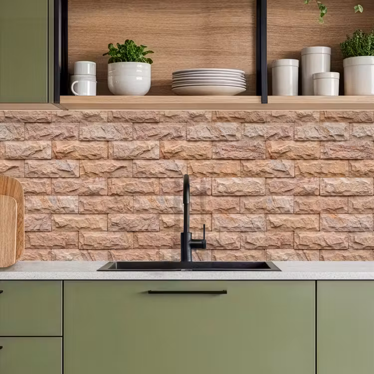 Keuken achterwand - Muur - Steen - Ruw - Textuur - Beige — 8