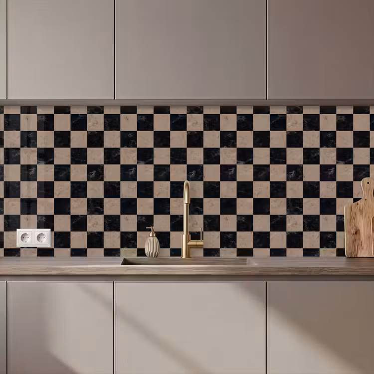 Keuken achterwand - Patroon - Dambord - Marmer — 1